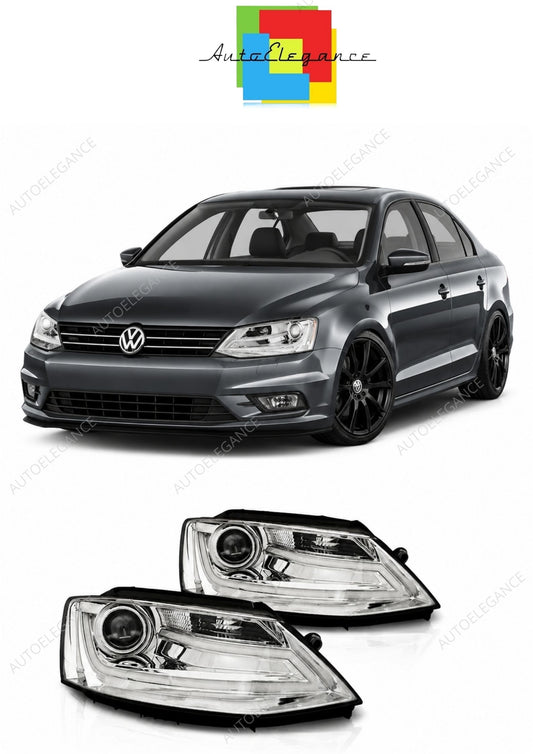 💕 Fari Anteriori Adatto per VW Jetta VI 11-18 Tube Light LED Cromati 💕