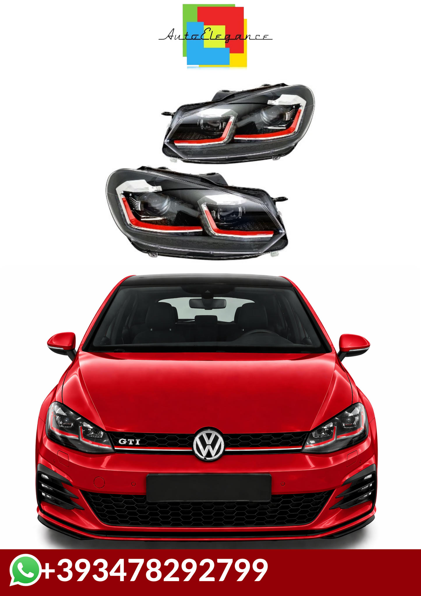 💕FARI  ANTERIORI  FUL LED VW Golf 6 TRASFORMAZIONE Luci in Golf 7 GTI 💕