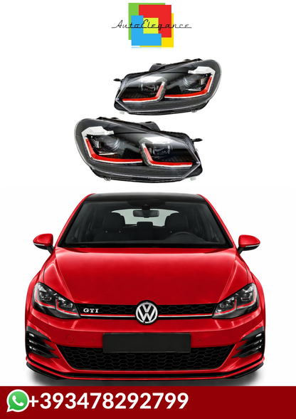 💕FARI  ANTERIORI  FUL LED VW Golf 6 TRASFORMAZIONE Luci in Golf 7 GTI 💕