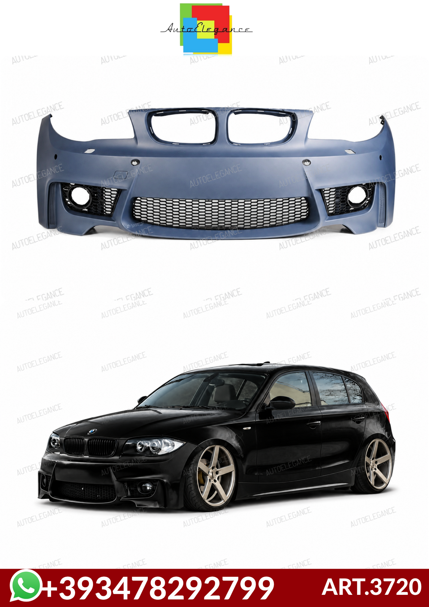 💕ART.3720 Paraurti anteriore 1M Look SRA Bmw 1 E81,E82,E87,E88 PDC💕