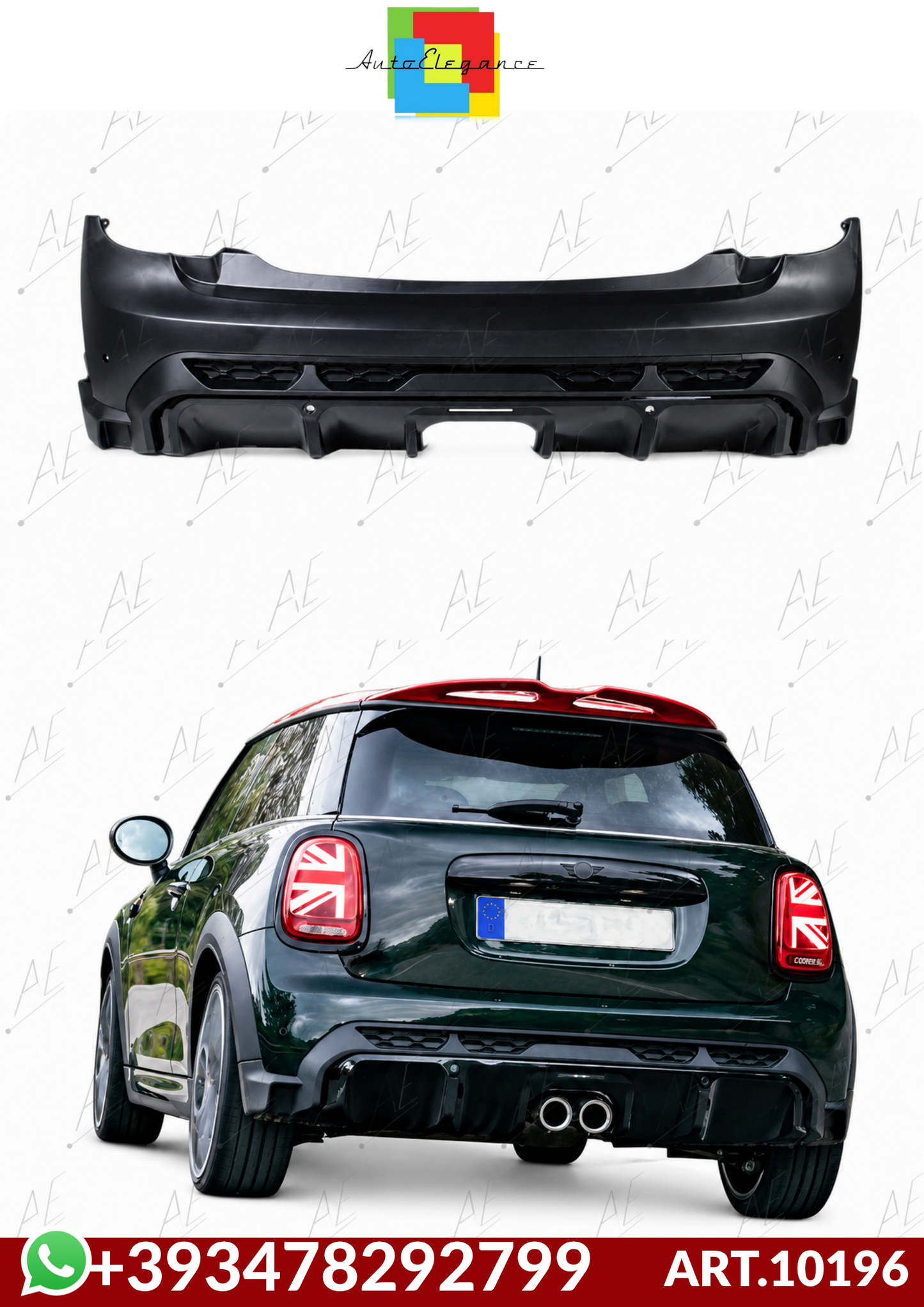 💕ART.10196 PARAURTI POSTERIORE MINI F56 F57 COUPE 14-20 LOOK NEW JCW💕