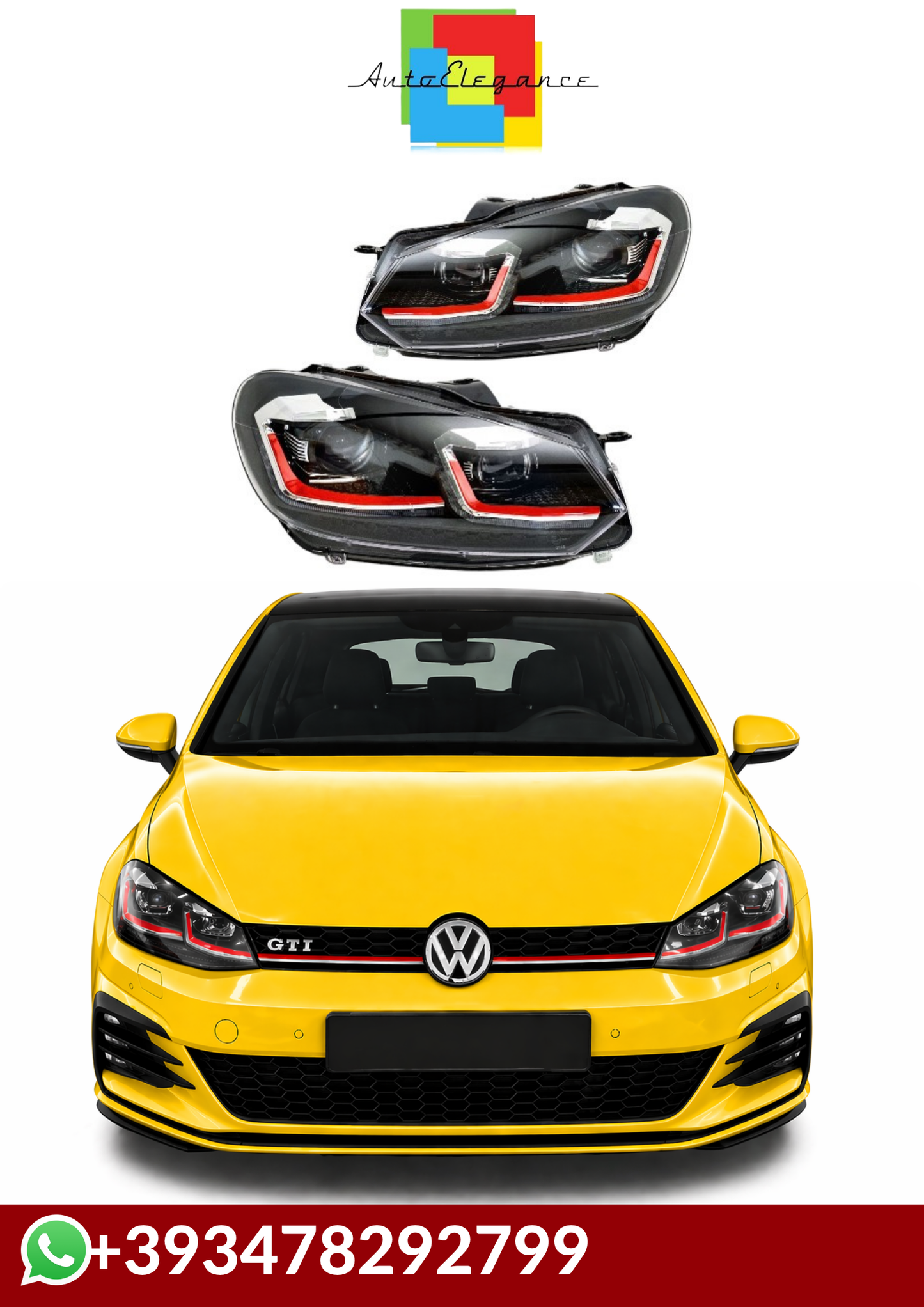 💕FARI  ANTERIORI  FUL LED VW Golf 6 TRASFORMAZIONE Luci in Golf 7 GTI 💕