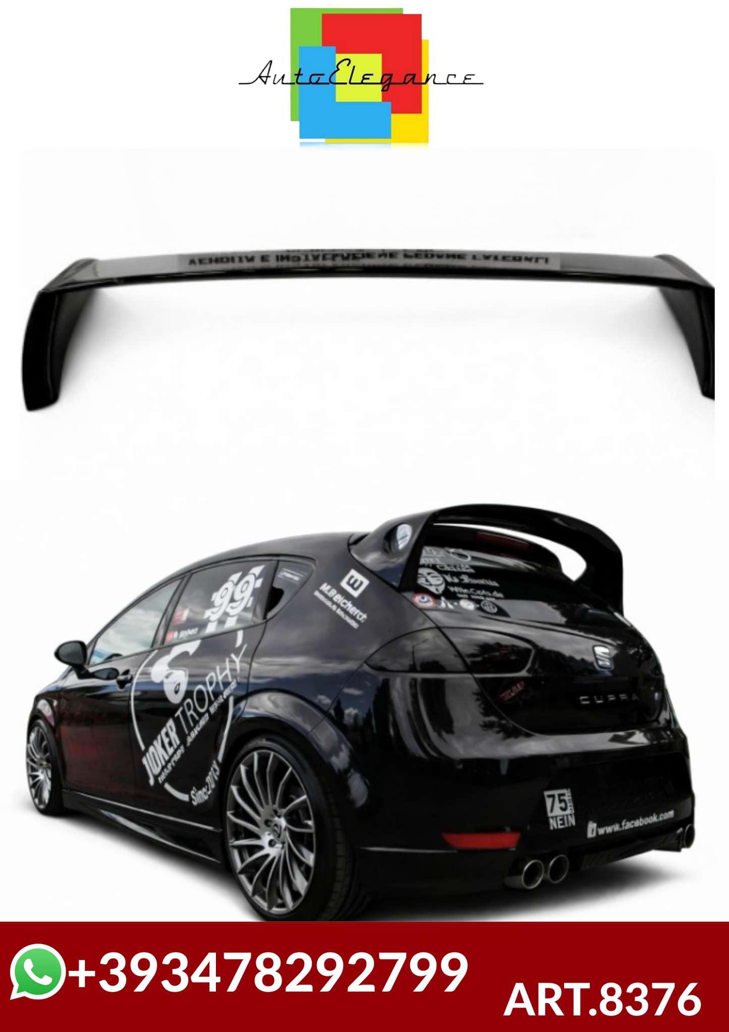 💕ART.8376 SPOILER Seat Leon 1p Mk2 FL 2009+ nero lucido 💕