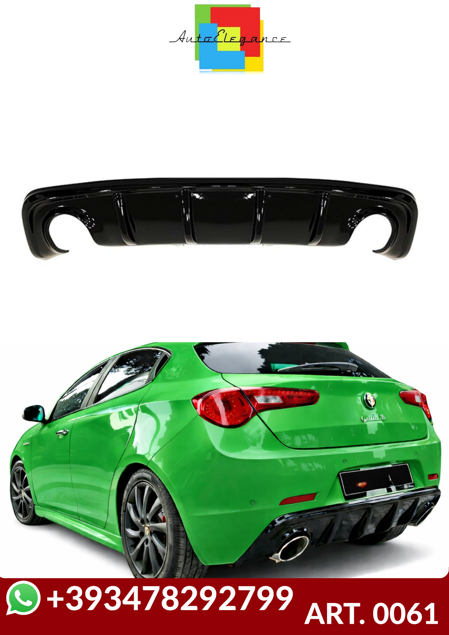 💕ART. 0061 DIFFUSORE ALFA  ROMEO GIULIETTA 1+1 NERO LUCIDO💕