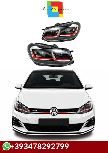 💕FARI  ANTERIORI  FUL LED VW Golf 6 TRASFORMAZIONE Luci in Golf 7 GTI 💕