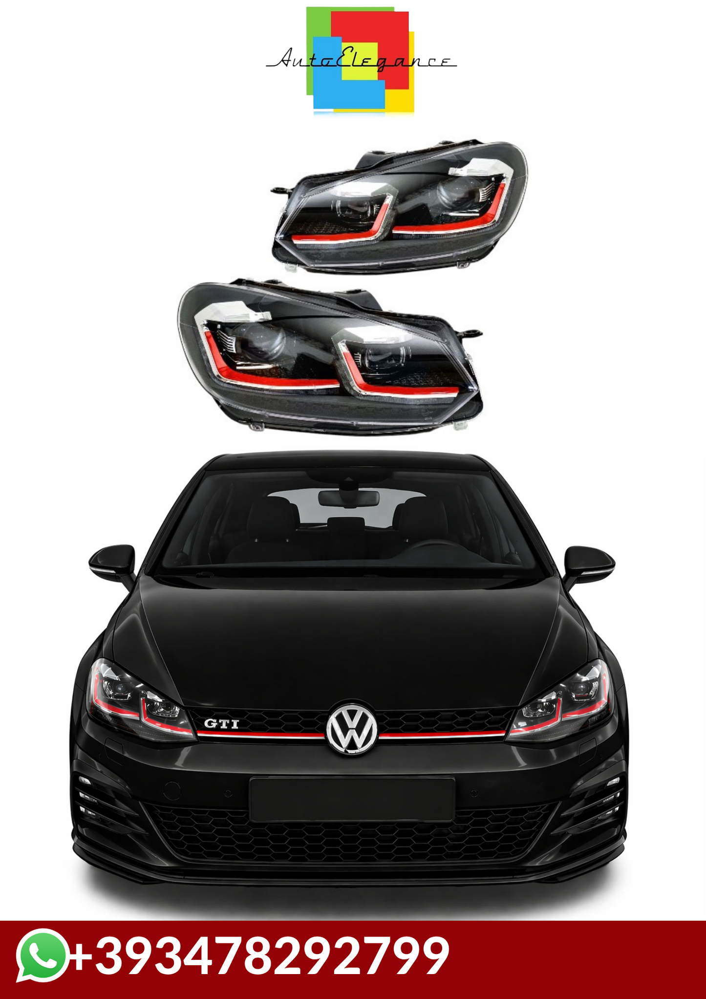 💕FARI  ANTERIORI  FUL LED VW Golf 6 TRASFORMAZIONE Luci in Golf 7 GTI 💕