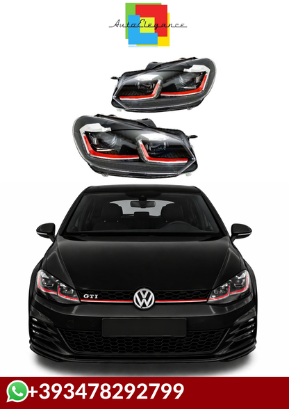 💕FARI  ANTERIORI  FUL LED VW Golf 6 TRASFORMAZIONE Luci in Golf 7 GTI 💕