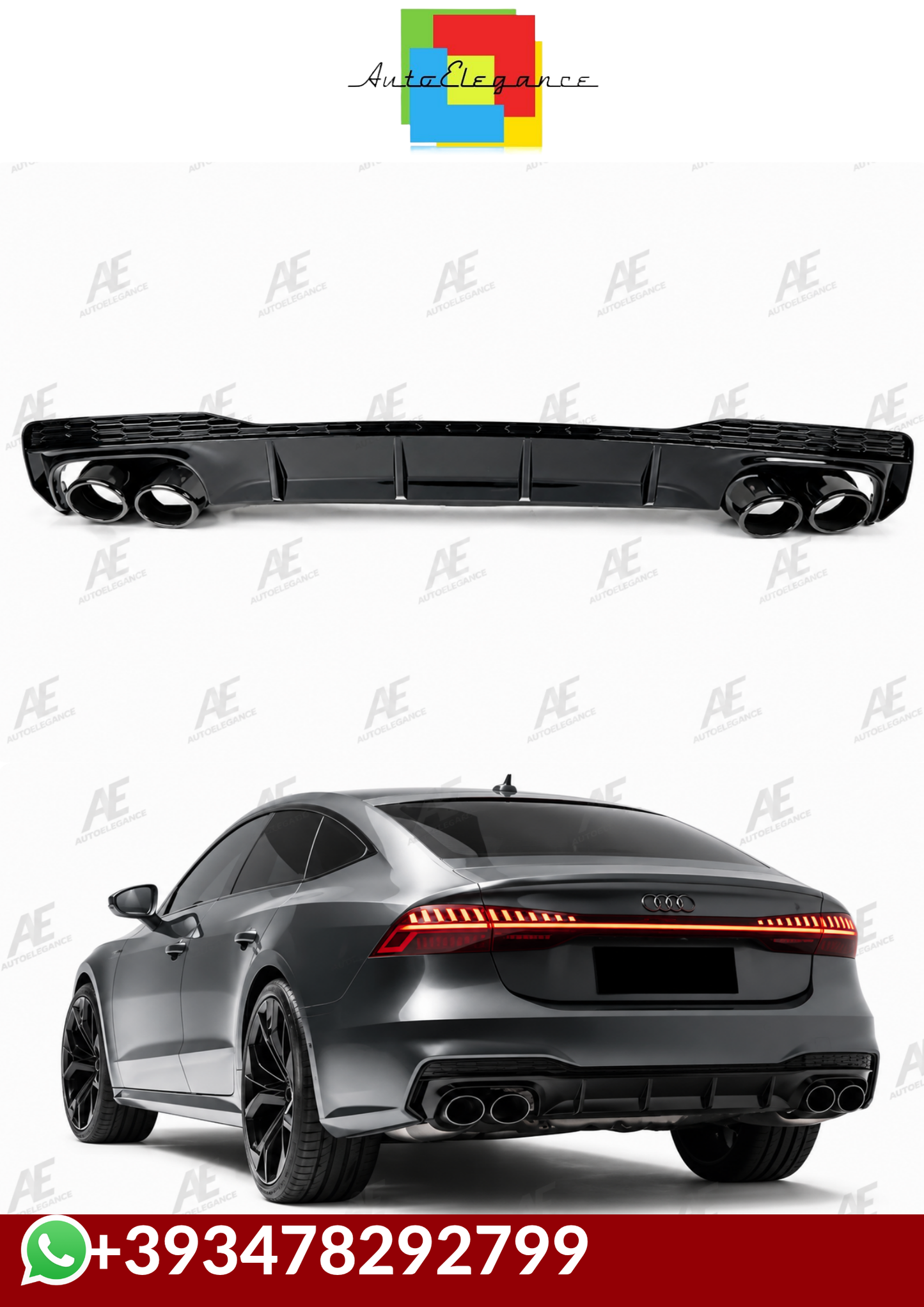 💕 DIFFUSORI  AUDI A7 S-LINE 4K S7 STYLE NERO LUCIDO 2019+ 💕