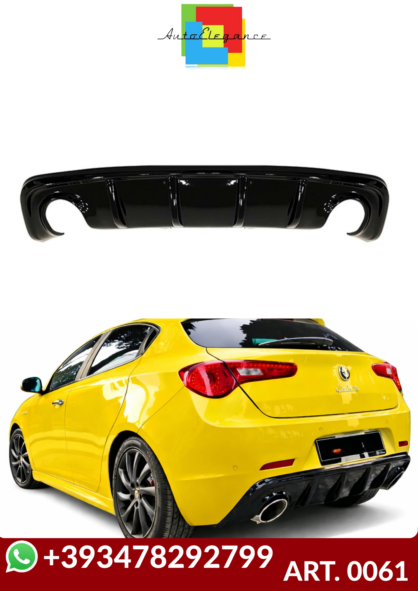 💕ART. 0061 DIFFUSORE ALFA  ROMEO GIULIETTA 1+1 NERO LUCIDO💕