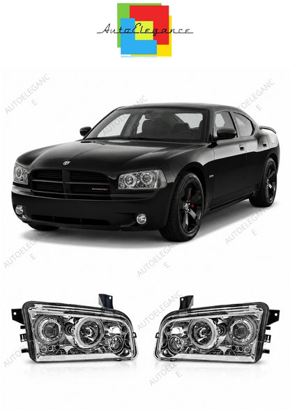 💕 Fari Anteriori Adatto per Dodge Charger LX 2006-2010 CCFL Cromati 💕