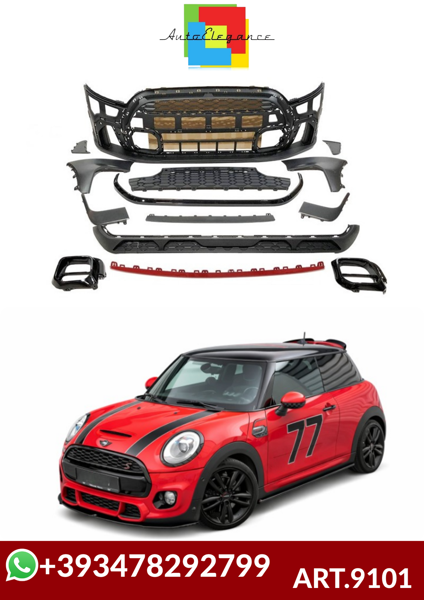 💕 ART.9101 PARAURTI  ANTERIORI Mini F55 / F56 2014-2020 Look JCW💕