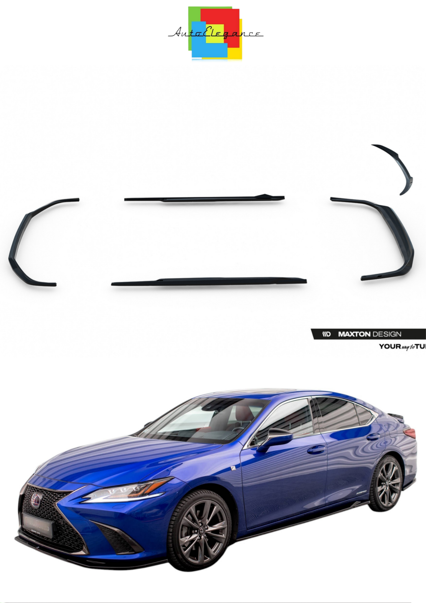 SPLITTER SUITABLE FOR VW GOLF 8 GTI GTD RLINE LOOK GLOSSY BLACK SPORTY DESIGN 