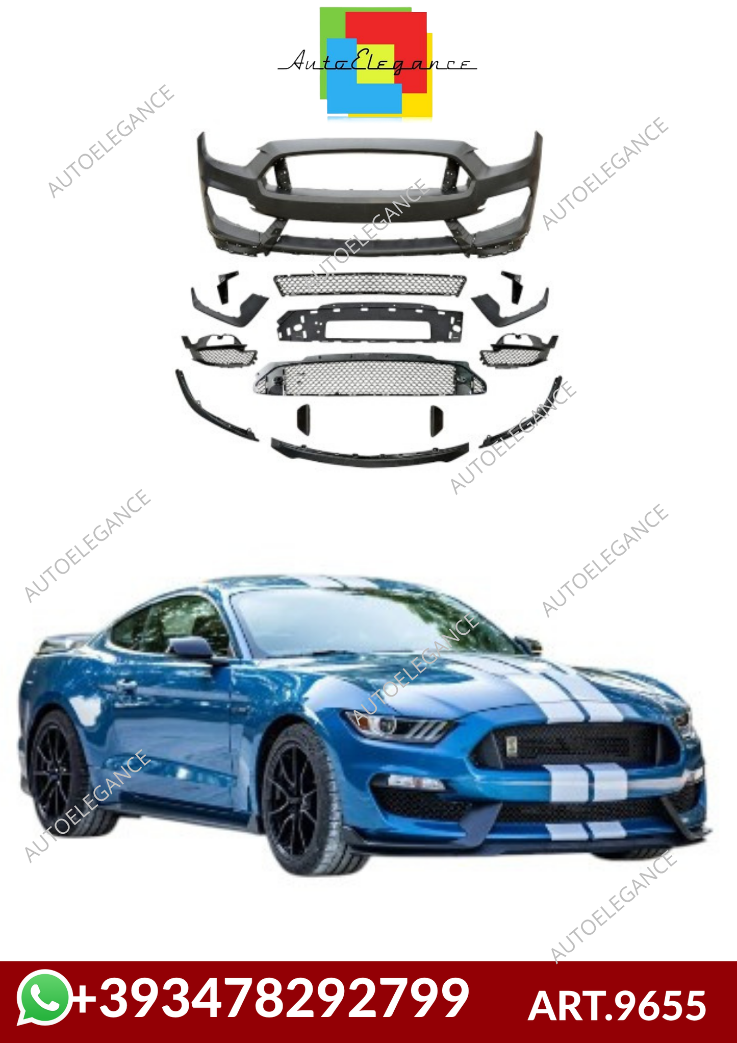 💕ART.9655 PARAURTI ANTERIORI Ford Mustang VI (2015-2017)GT350  💕