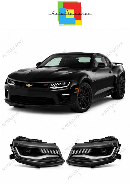 💕 Fari Anteriori Adatto per Chevrolet Camaro 2016-2018 HID Xenon Neri Sequenziali 💕