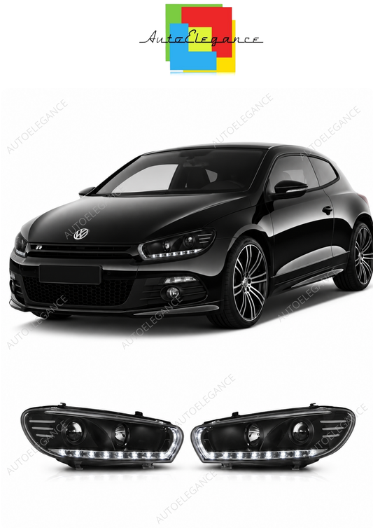 💕 Fari Anteriori Adatto per VW Scirocco 2008-2014 Daylight LED Neri 💕