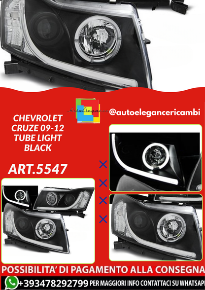 ART.5547 FARI ANTERIORI CHEVROLET CRUZE 09-12 TUBE LIGHT BLACK