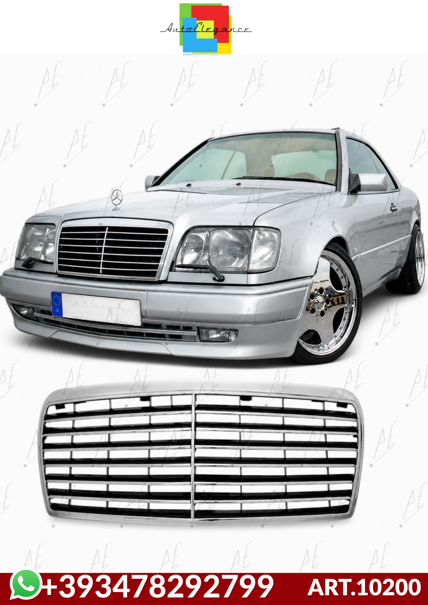 💕ART.10200 GRIGLIA MERCEDES CLASSE E W124 93-95 LOOK AVANTGARDE CROMATO💕
