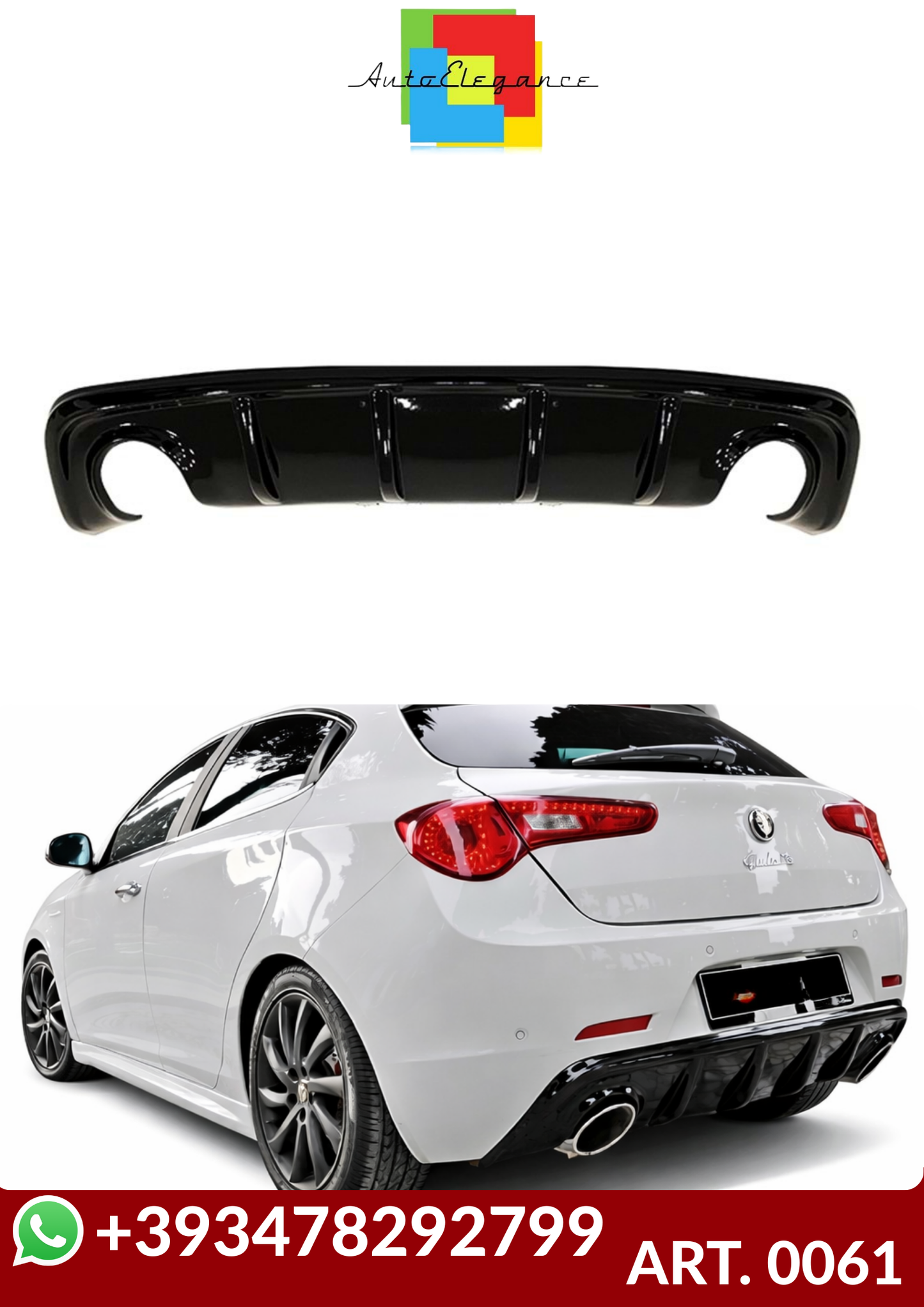 💕ART. 0061 DIFFUSORE ALFA  ROMEO GIULIETTA 1+1 NERO LUCIDO💕