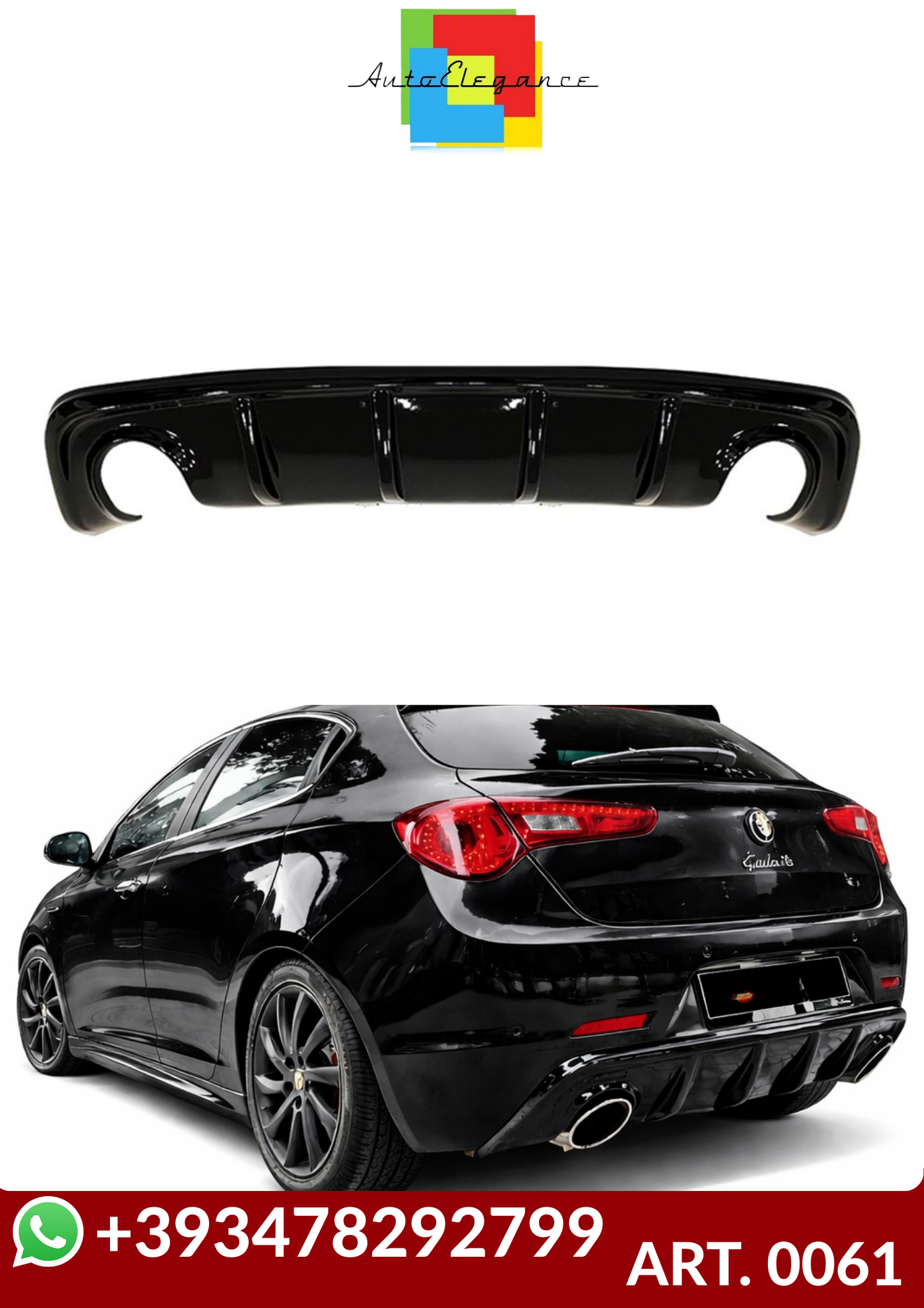 💕ART. 0061 DIFFUSORE ALFA  ROMEO GIULIETTA 1+1 NERO LUCIDO💕