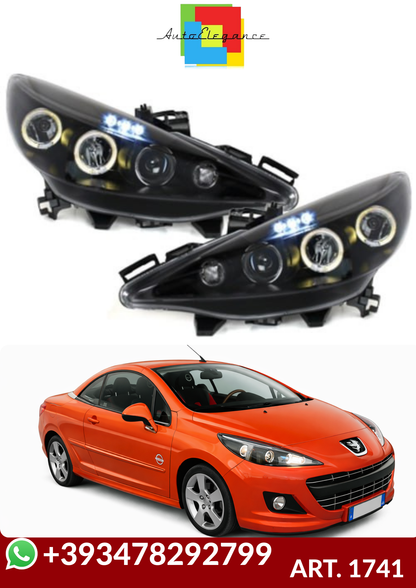 💕ART. 1741 FARI ANTERIORI PEUGEOT 207 207CC 2006-2012 NERI ANGEL EYES 💕