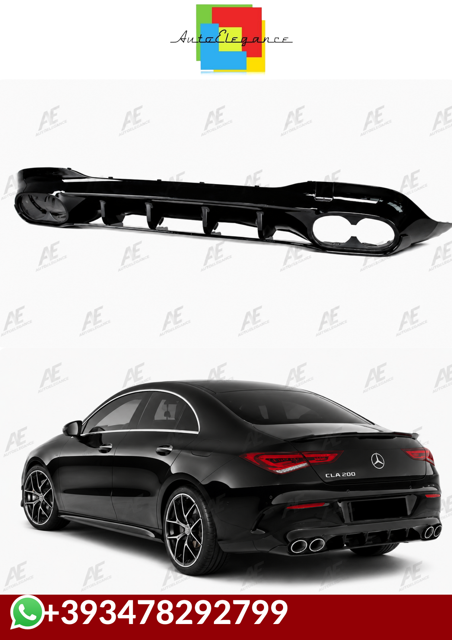 💕DIFFUSORI MERCEDES CLA W118 C118 AMG NERO LUCIDO💕