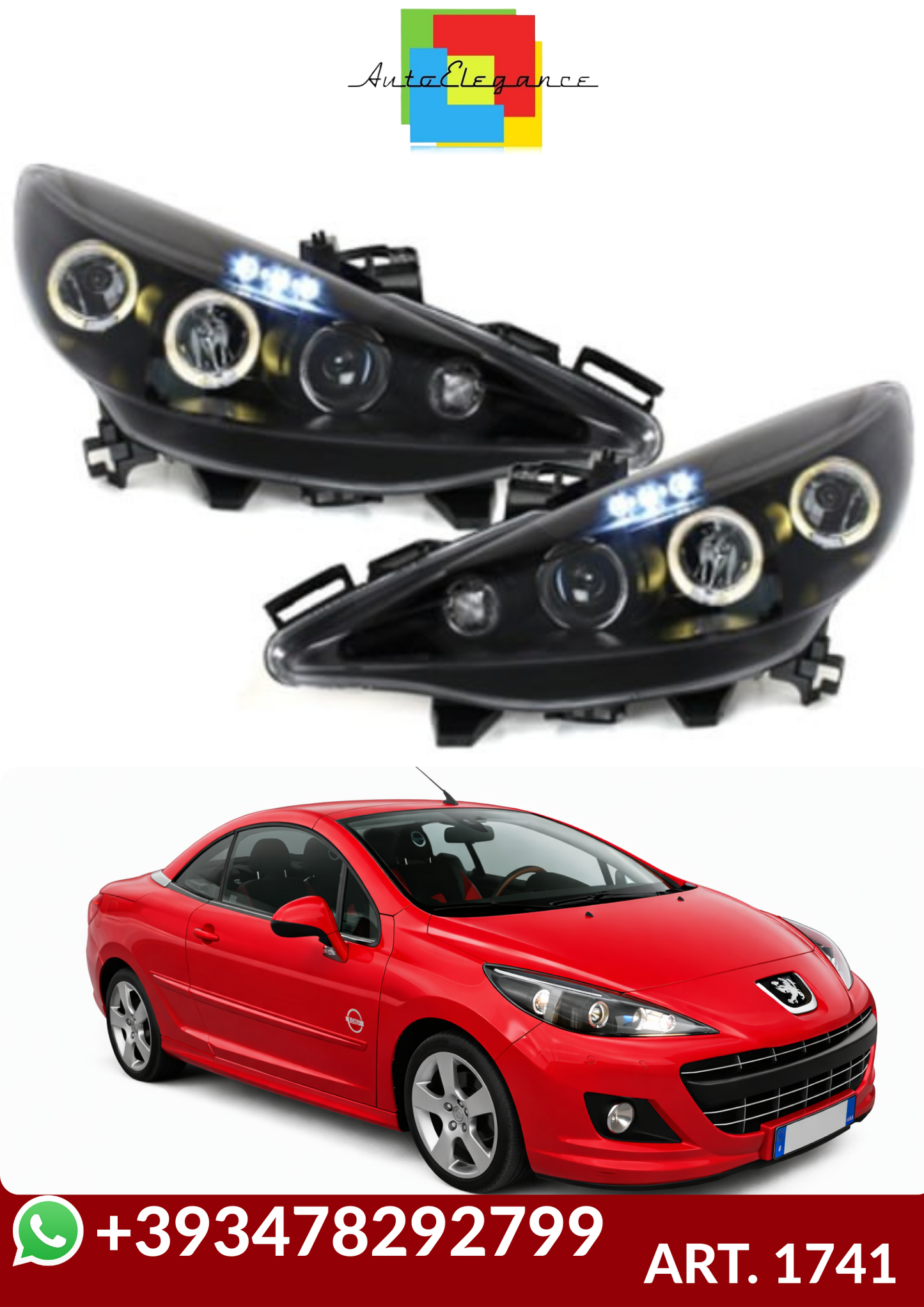 💕ART. 1741 FARI ANTERIORI PEUGEOT 207 207CC 2006-2012 NERI ANGEL EYES 💕