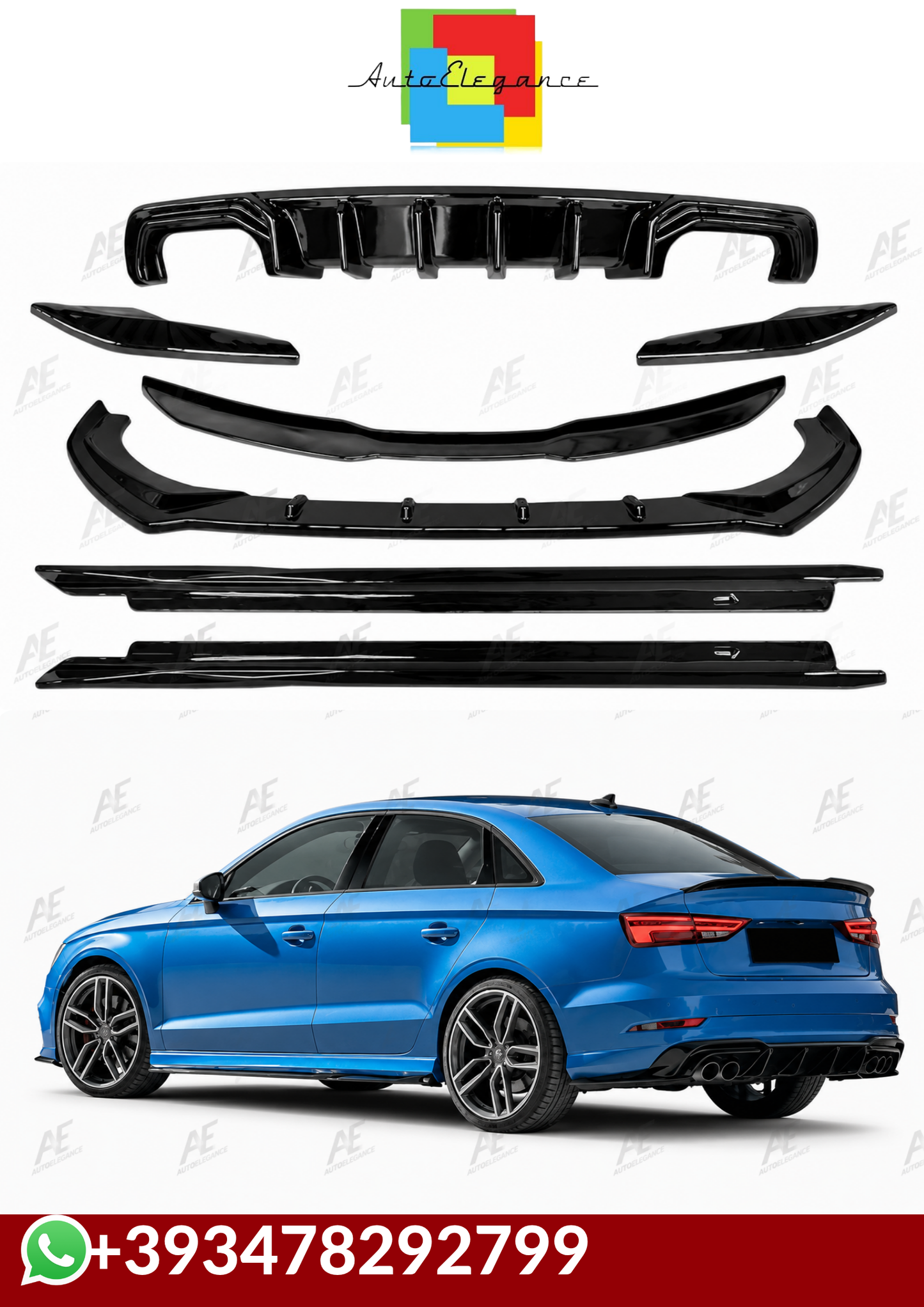 💕BODYKIT AUDI A3 8V  16-20 NERO  LUCIDO 💕
