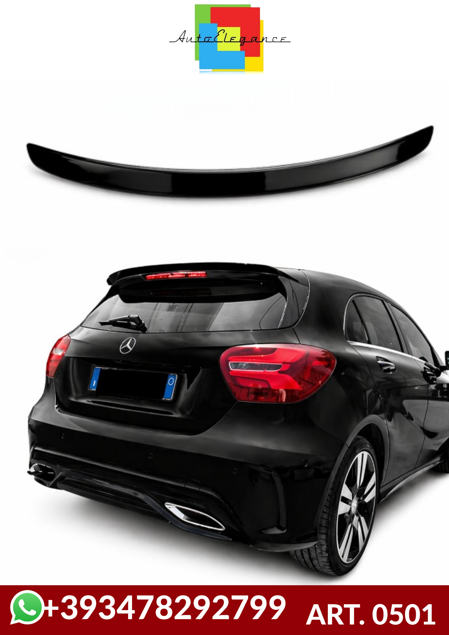 💕ART. 0501 SPOILER M.BENZ CLASSE A W176 2012-2018 NERO LUCIDO💕