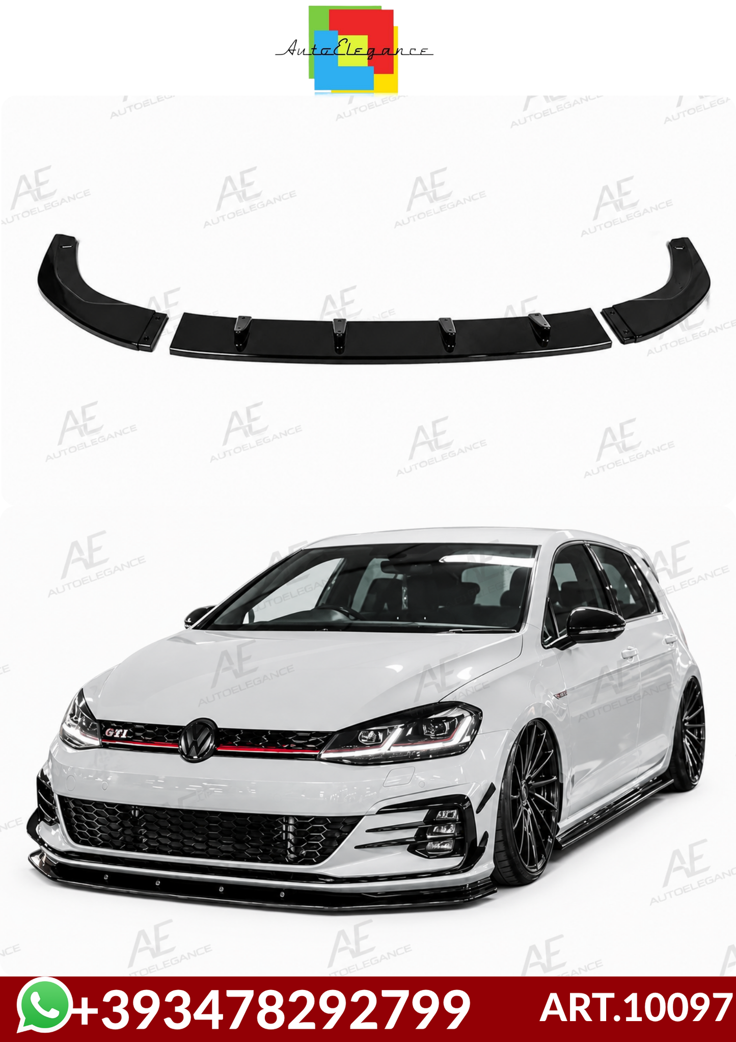 💕ART.10097 SPLITTER VW Golf 7.5 GTI (2017-2019) Nero lucido💕