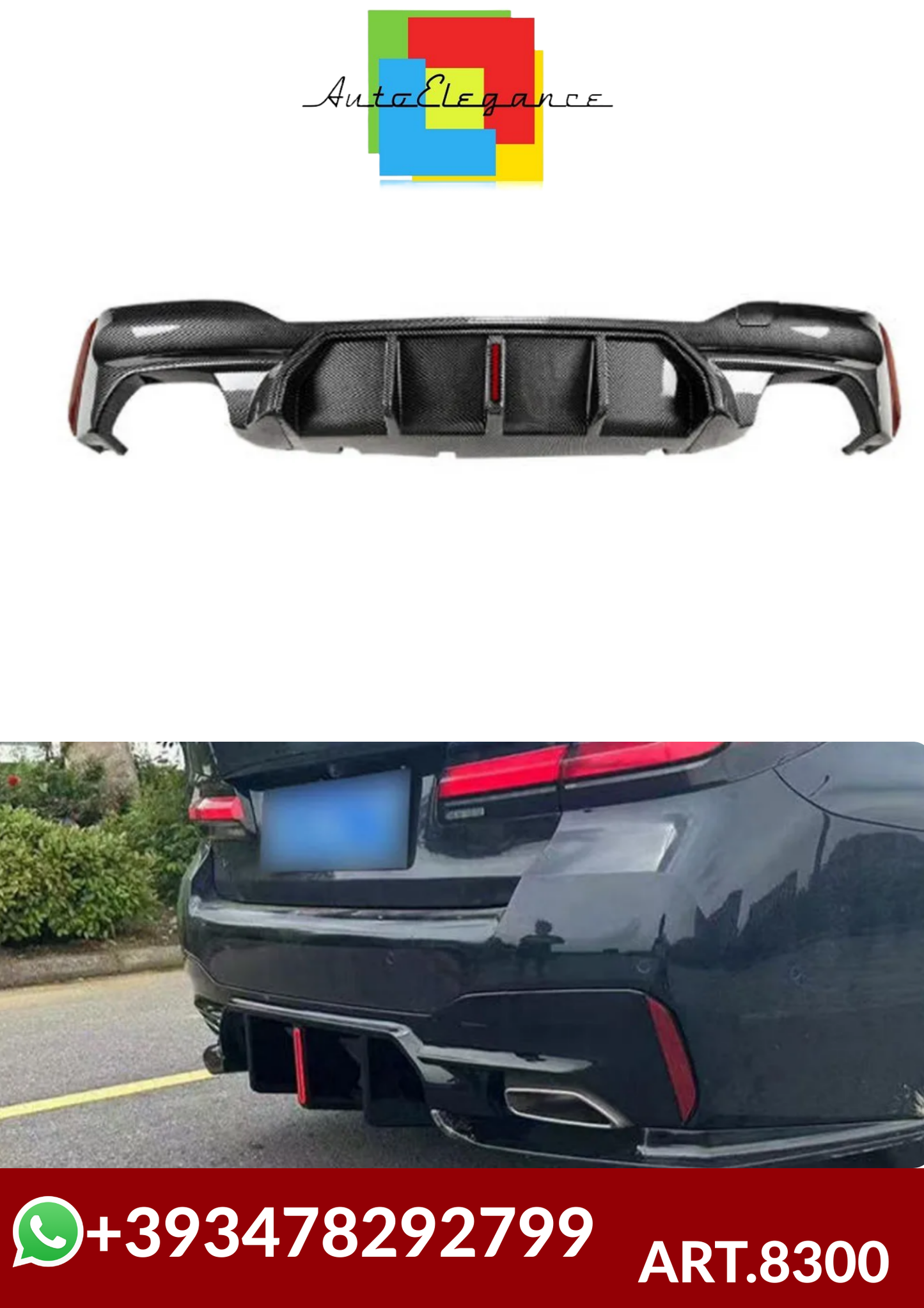 💕ART.8300 DIFFUSORI BMW Serie 5 M5 G30 G31 G38 2017-2023 CARBONIO 💕