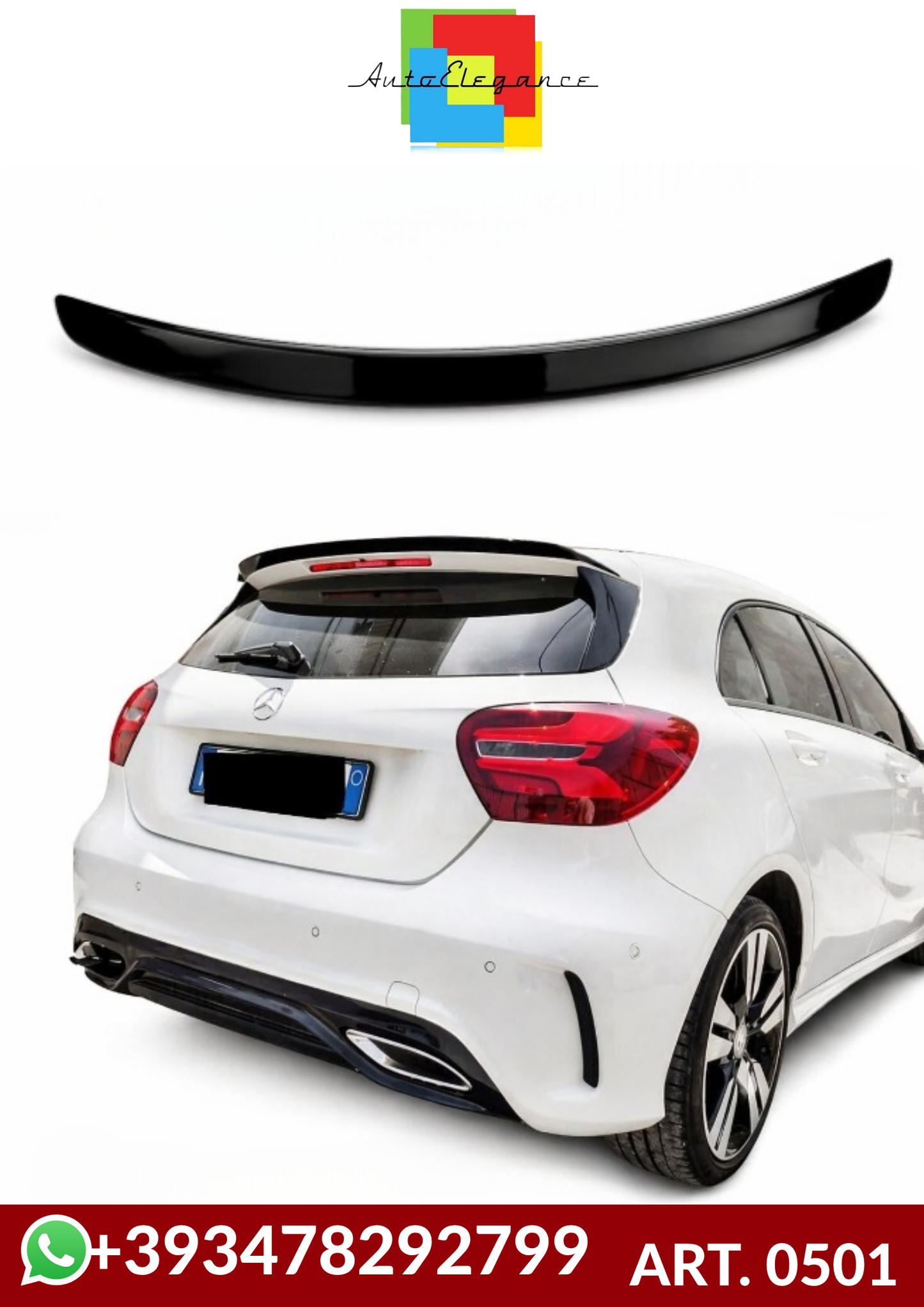 💕ART. 0501 SPOILER M.BENZ CLASSE A W176 2012-2018 NERO LUCIDO💕