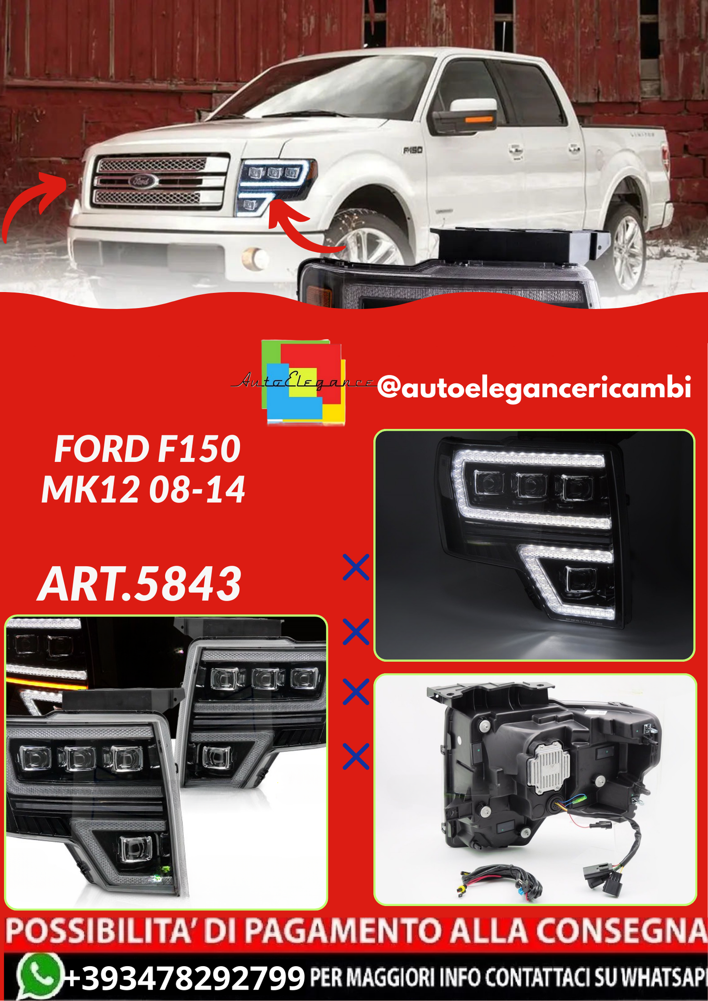 ART.5843 FARI  ANTERIORI  FORD F150 MK12 08-14