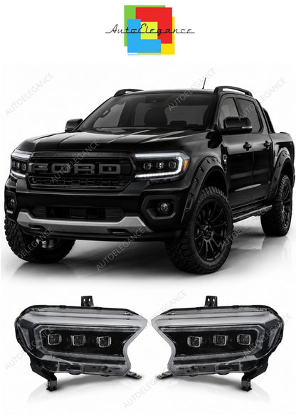 💕 Fari Anteriori Adatto per Ford Ranger V 16-22 Full LED DRL Neri 💕