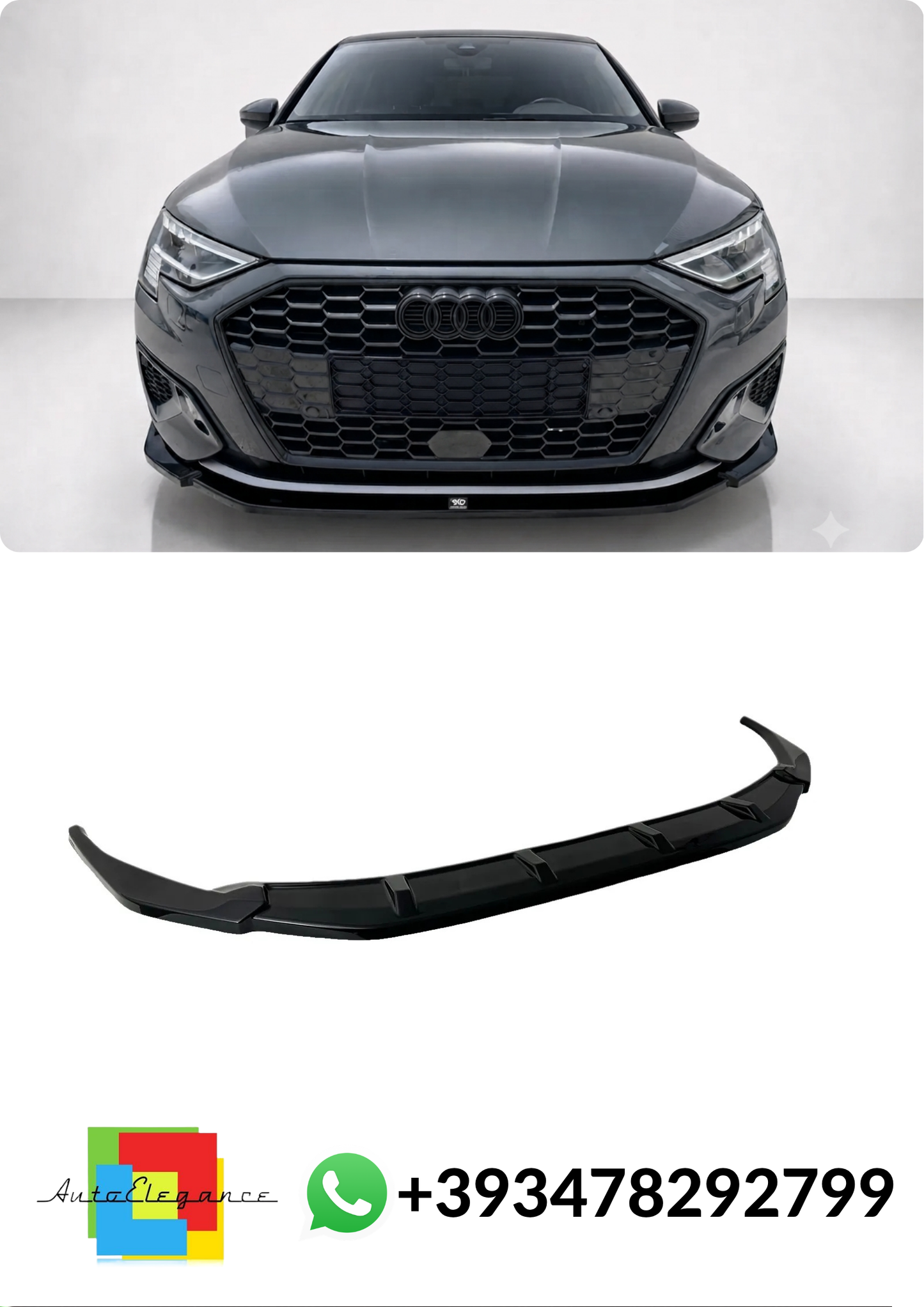 💕SPLITTER ANTERIORE Audi A3 8Y NERO LUCIDO💕