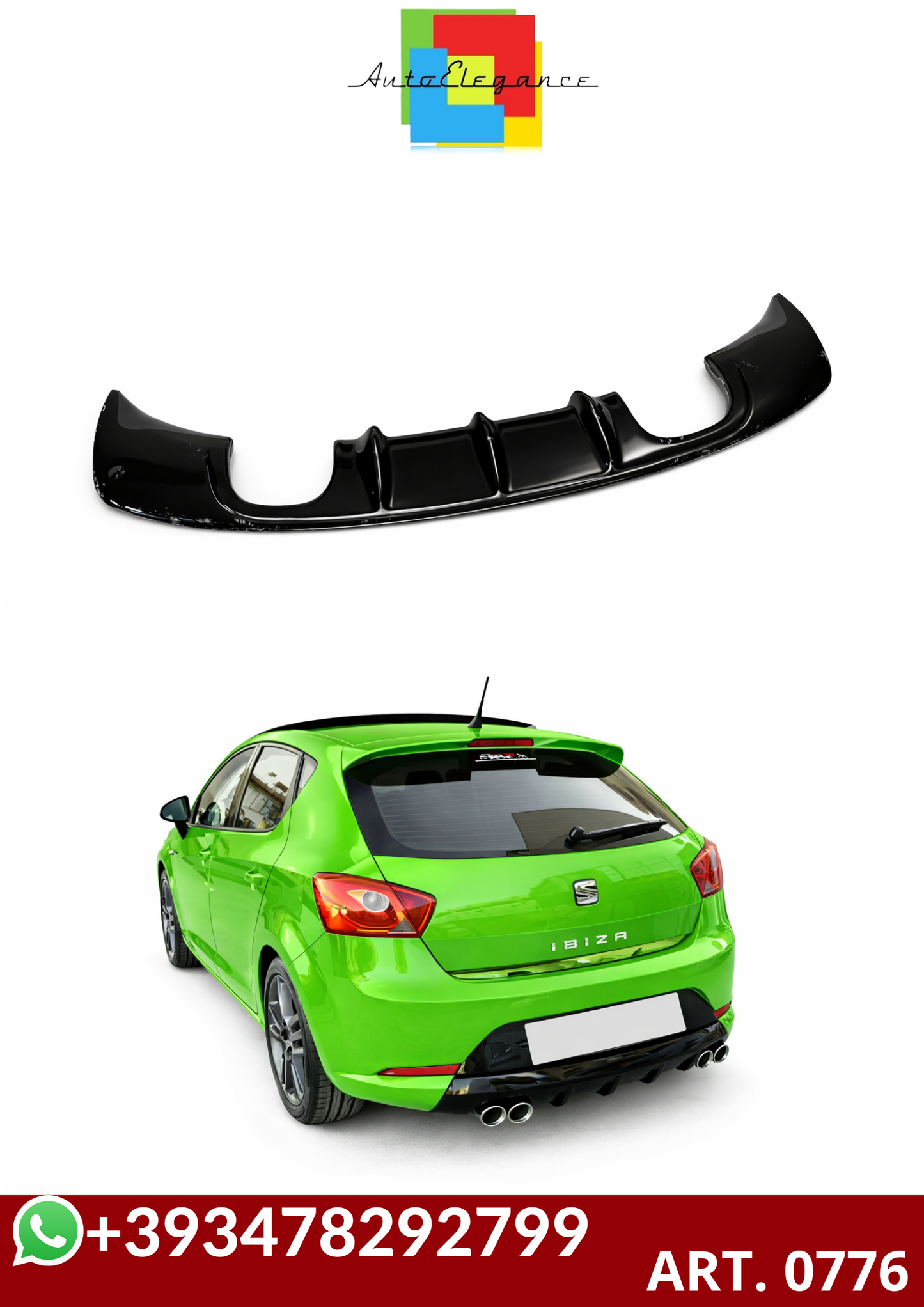 💕ART. 0776 DIFFUSORE SEAT IBIZA 6J 2008-2017 FR NERO LUCIDO 2+2💕