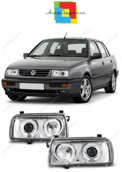 💕 Fari Anteriori Adatto per VW Vento 1992-1998 Angel Eyes Cromati 💕