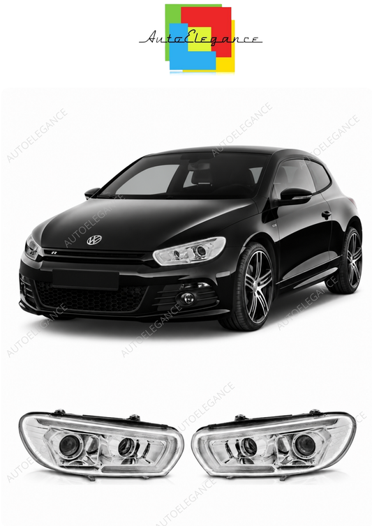 💕 Fari Anteriori Adatto per VW Scirocco 2008-2014 Tube LED Seq Cromati 💕