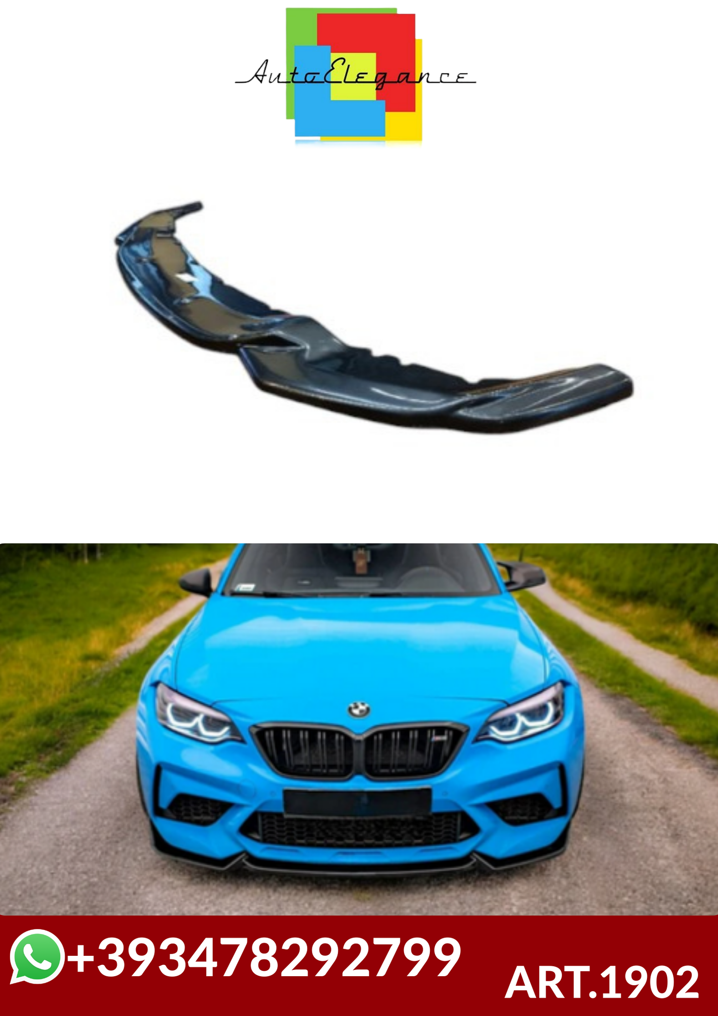 💕ART.1902  SPLITTER BMW SERIE 2 F87 M2 2016-2020 NERO LUCIDO  💕
