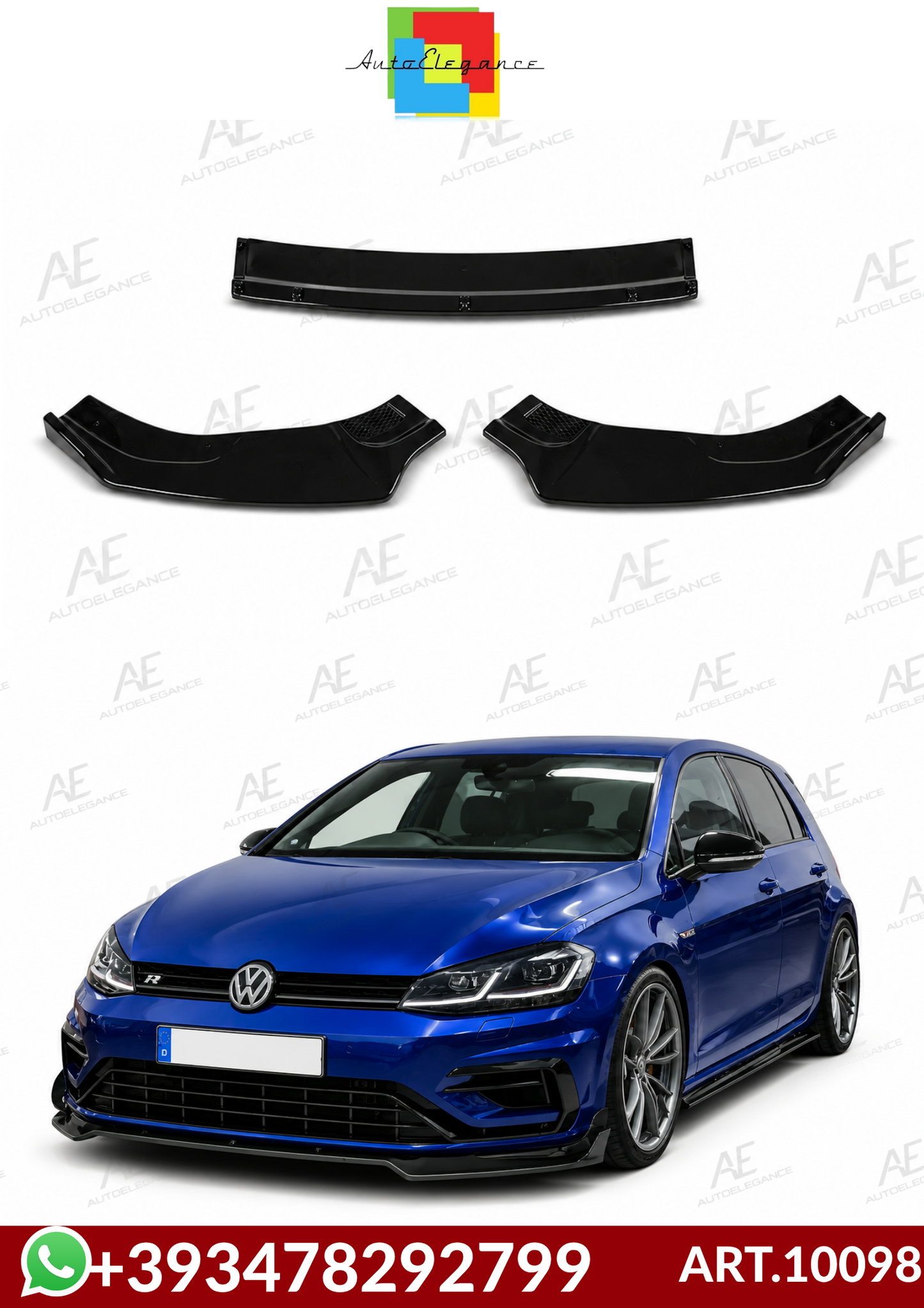 💕 ART.10098  SPLITTER VW Golf 7/7.5 (2012-2019) Nero lucido💕