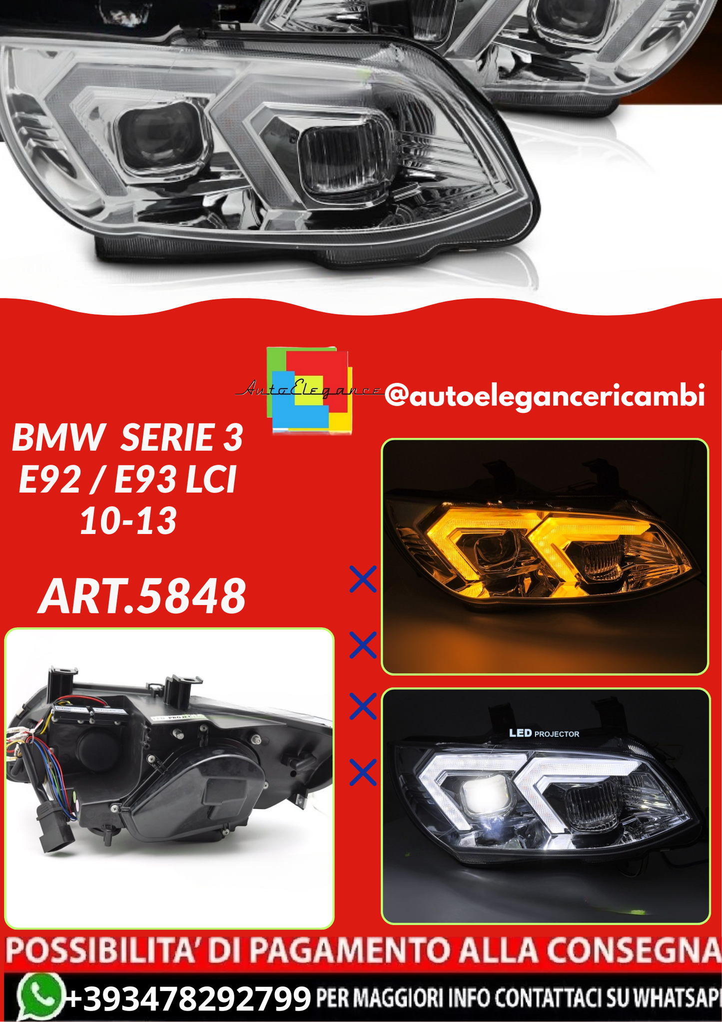 ART.5848  FARI ANTERIORI BMW  SERIE 3 E92 / E93 LCI 10-13