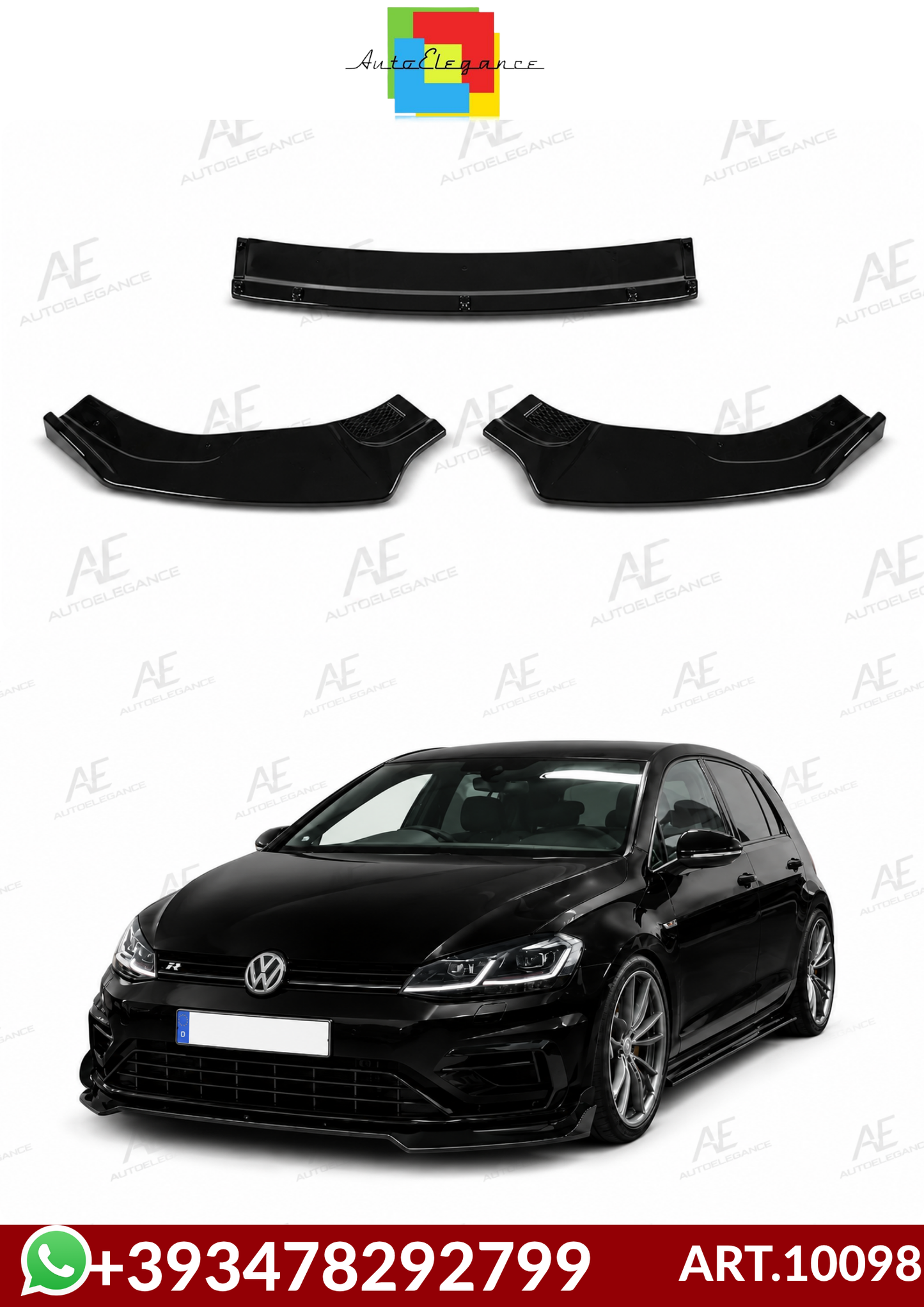 💕 ART.10098  SPLITTER VW Golf 7/7.5 (2012-2019) Nero lucido💕