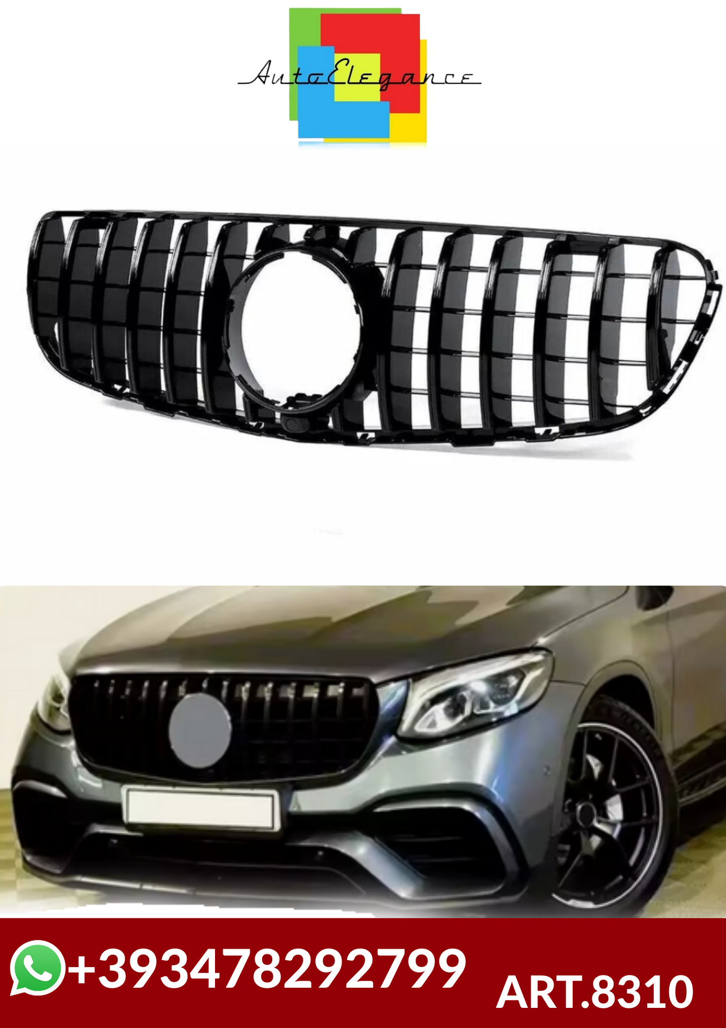 💕ART.8310  GRIGLIA MERCEDES  GLC  W253 X253 C253 2015-2019 NERO  LUCIDO 💕