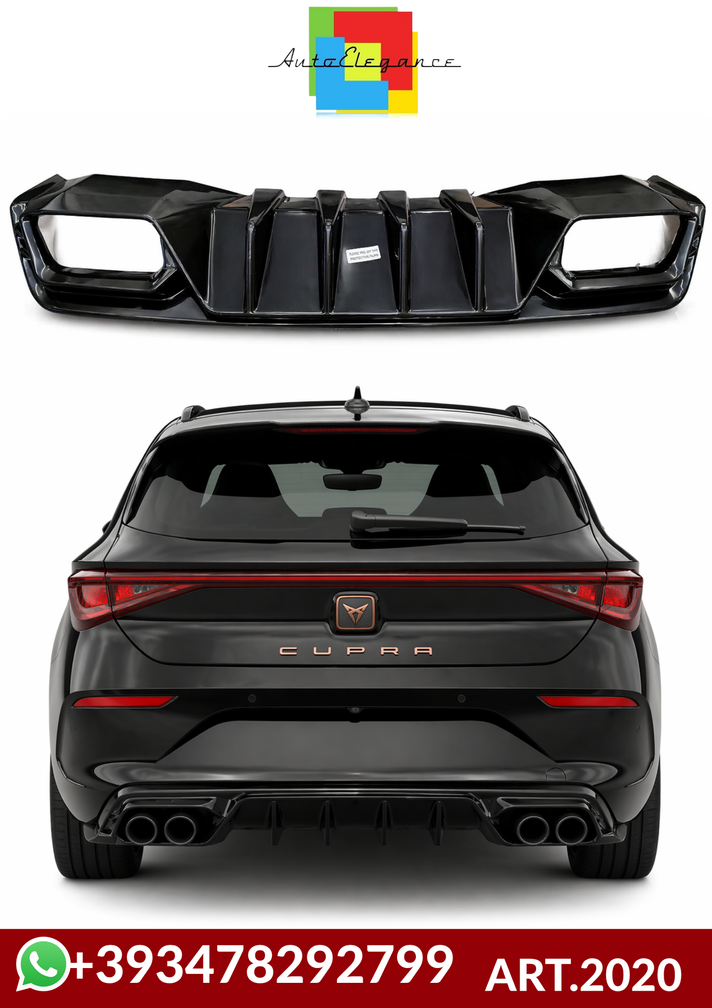 💕ART.2020 DIFFUSORE CUPRA LEON 2020+ NERO LUCIDO💕