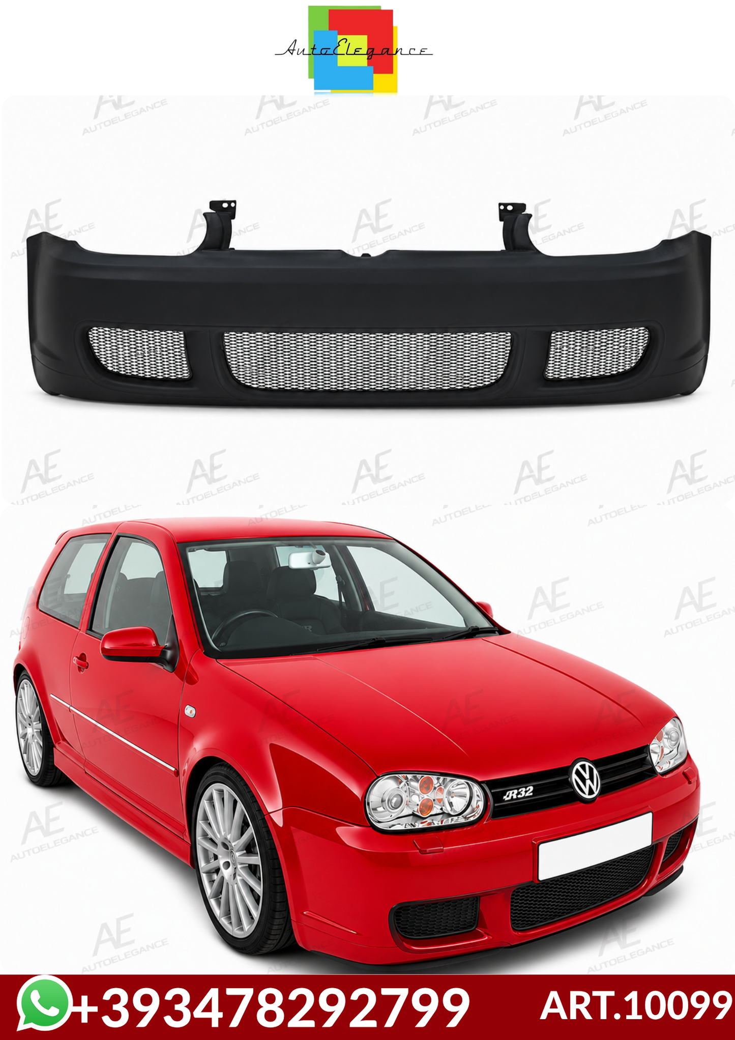 💕 ART.10099  Paraurti anteriore stile R32 per VW Golf 4 (1998-2003)💕