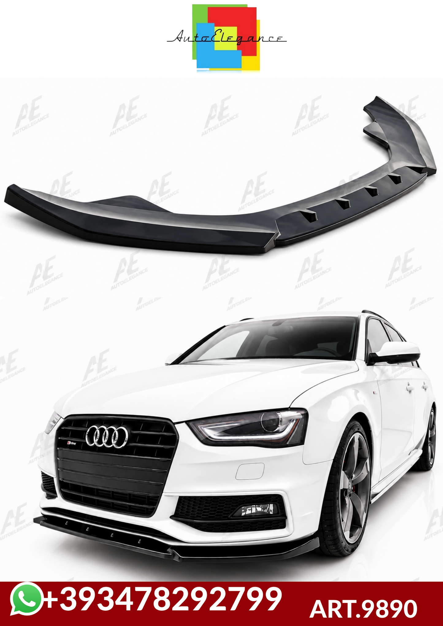 💕ART.9890 Splitter Audi A4 S B8 FL 2012+ nero lucido solo per paraurti sline 💕