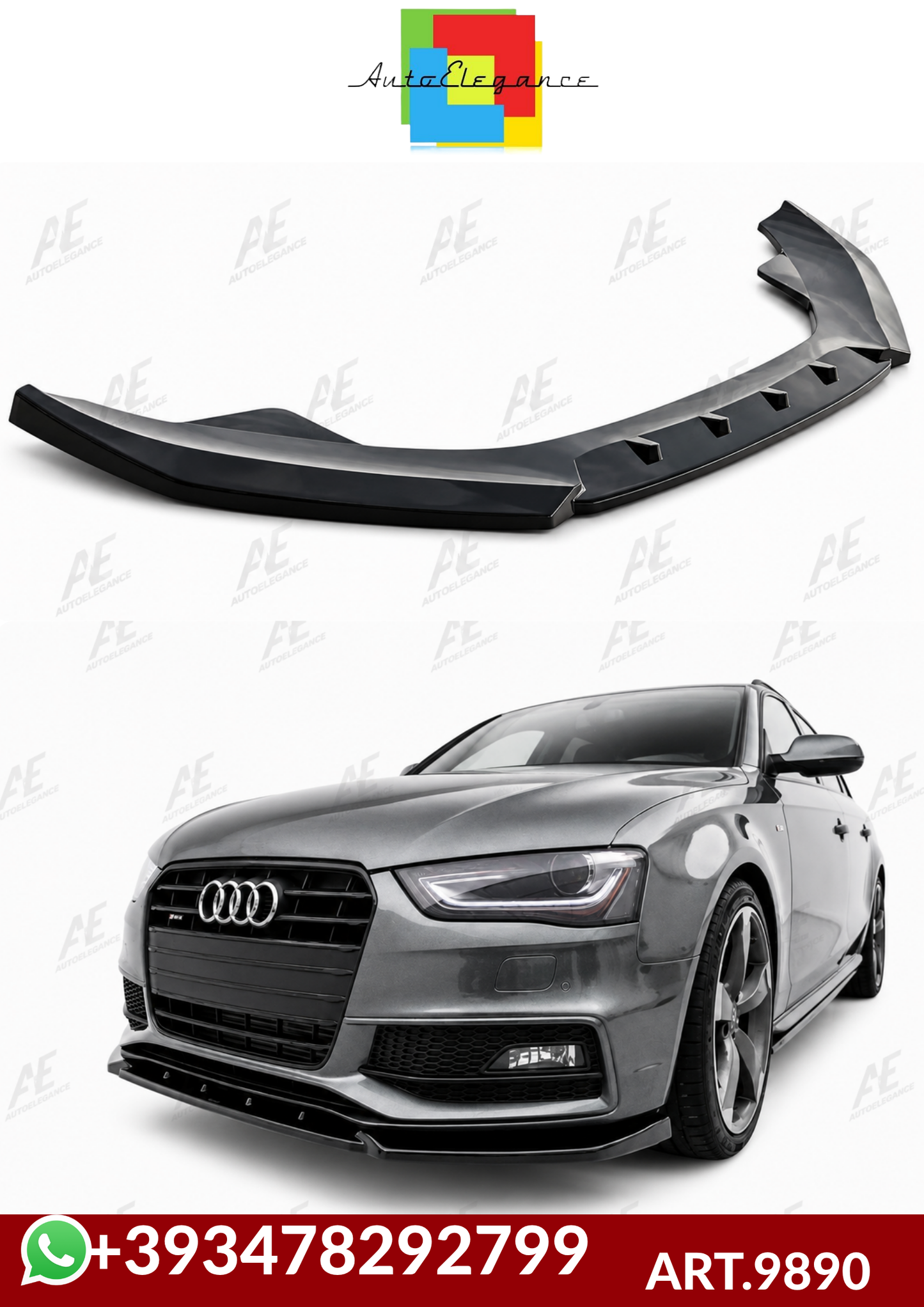 💕ART.9890 Splitter Audi A4 S B8 FL 2012+ nero lucido solo per paraurti sline 💕