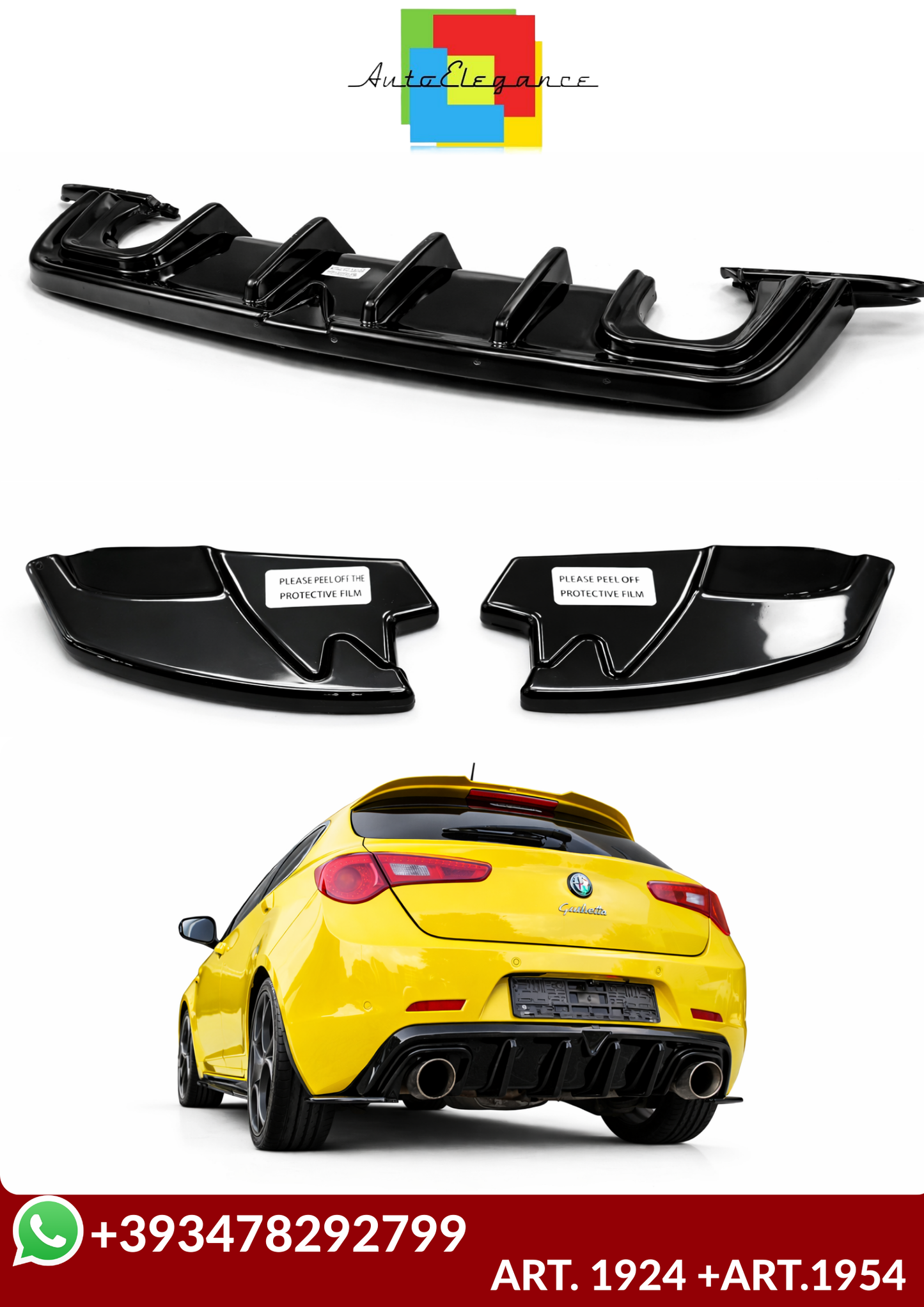 💕ART. 1924 +ART.1954 DIFFUSORE+ FLAPS ALFA ROEMO GIULIETTA NERO LUCIDO💕