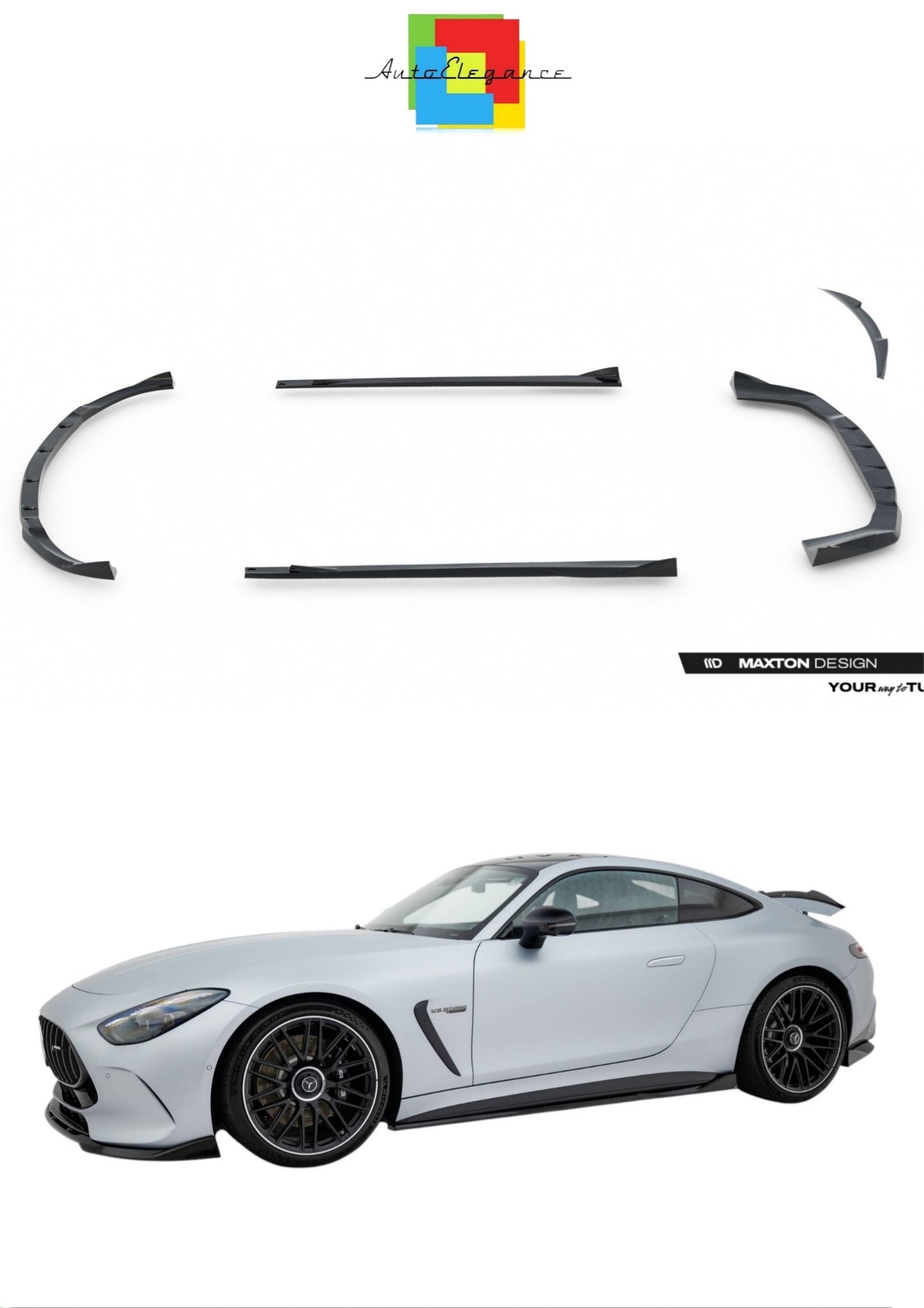 SPLITTER SUITABLE FOR VW GOLF 8 GTI GTD RLINE LOOK GLOSSY BLACK SPORTY DESIGN 