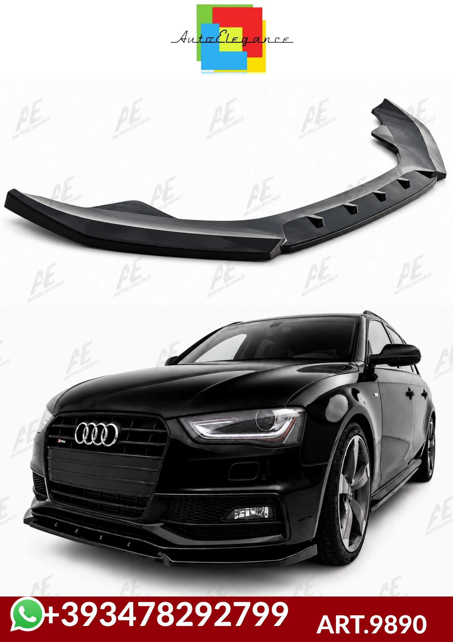 💕ART.9890 Splitter Audi A4 S B8 FL 2012+ nero lucido solo per paraurti sline 💕