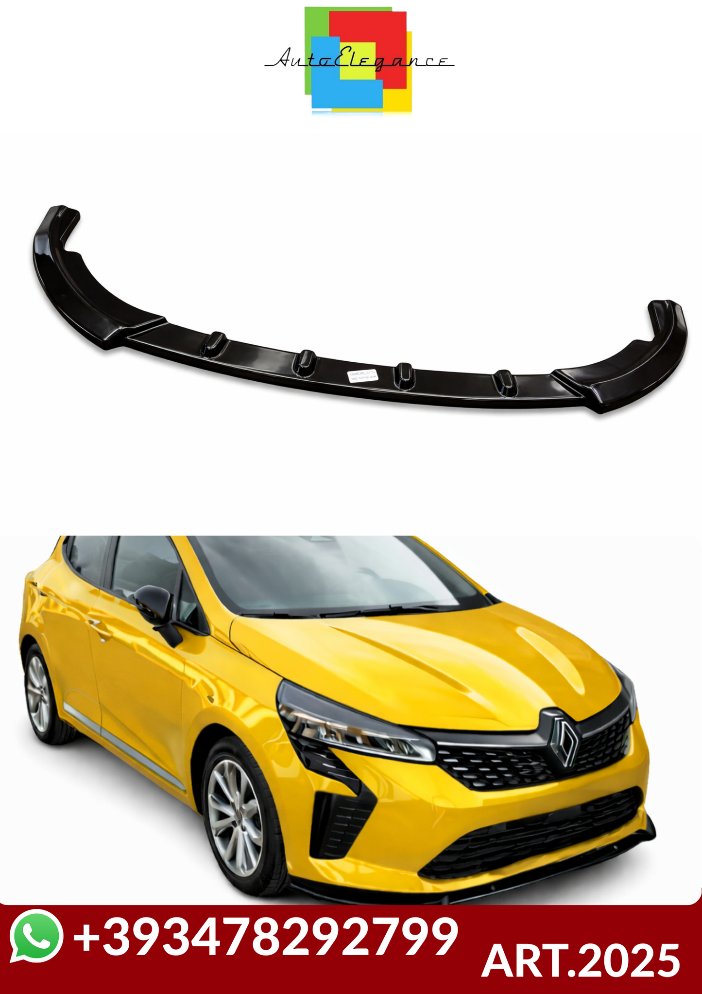 💕ART.2025  SPLITTER RENAULT  CLIO 5 2023+ NERO LUCIDO (COLT)💕